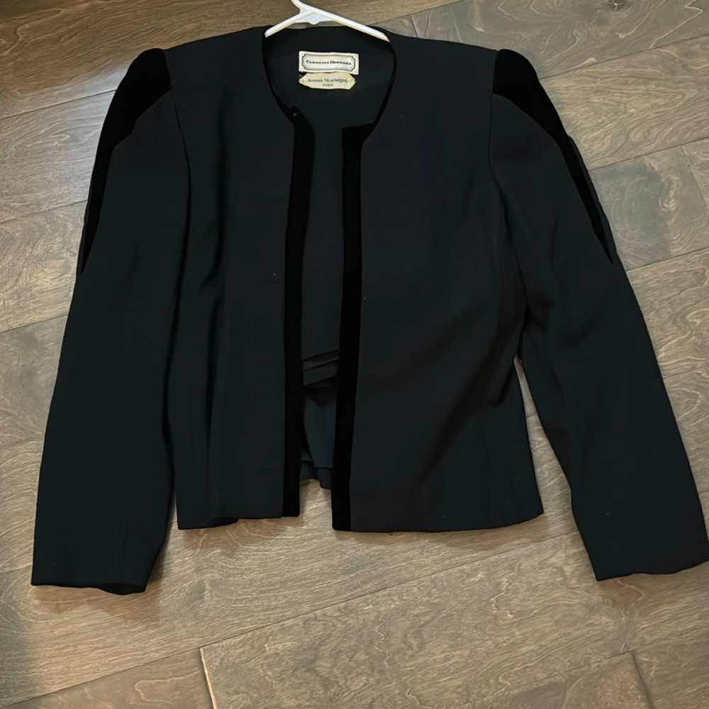 Carolina Herrera Black Structured Wool Blazer and Skirt